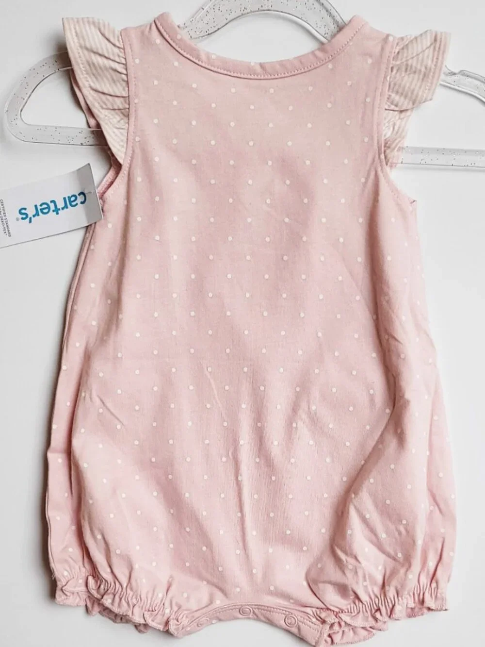 NWT Carter's Sweet Baby Girl Heart Pocket Romper - Pink/White - 6 Months - Picture 4 of 10